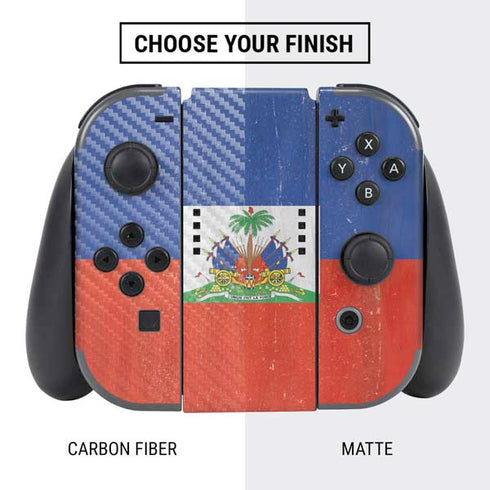Haiti Flag Distressed Nintendo Switch Bundle Skin